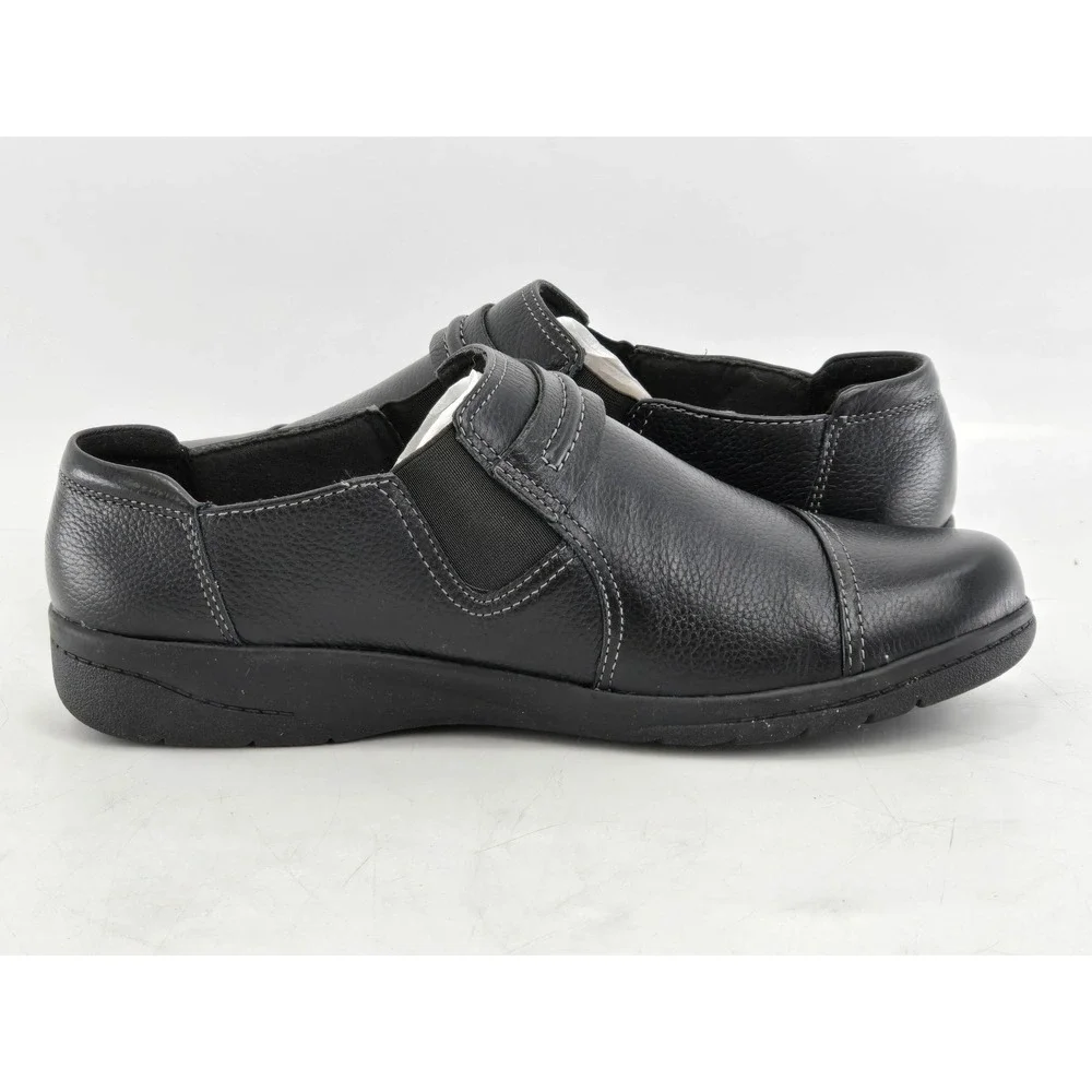 Clarks Collection Slip On Loafers Womens 10 Black Leather Ortholite - Excellent